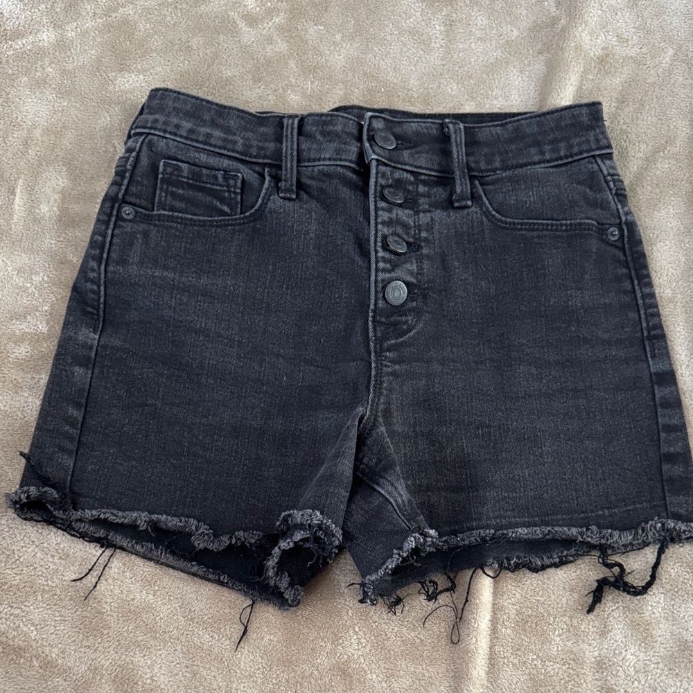 Old Navy Black High-Rise Button-Fly Denim Shorts